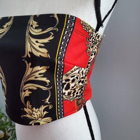 Blue Blush Baroque Strapless Crop Top L - Picture 3 of 5